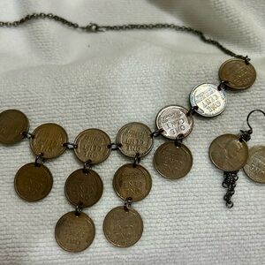 Wheat Penny Necklace & Earrings